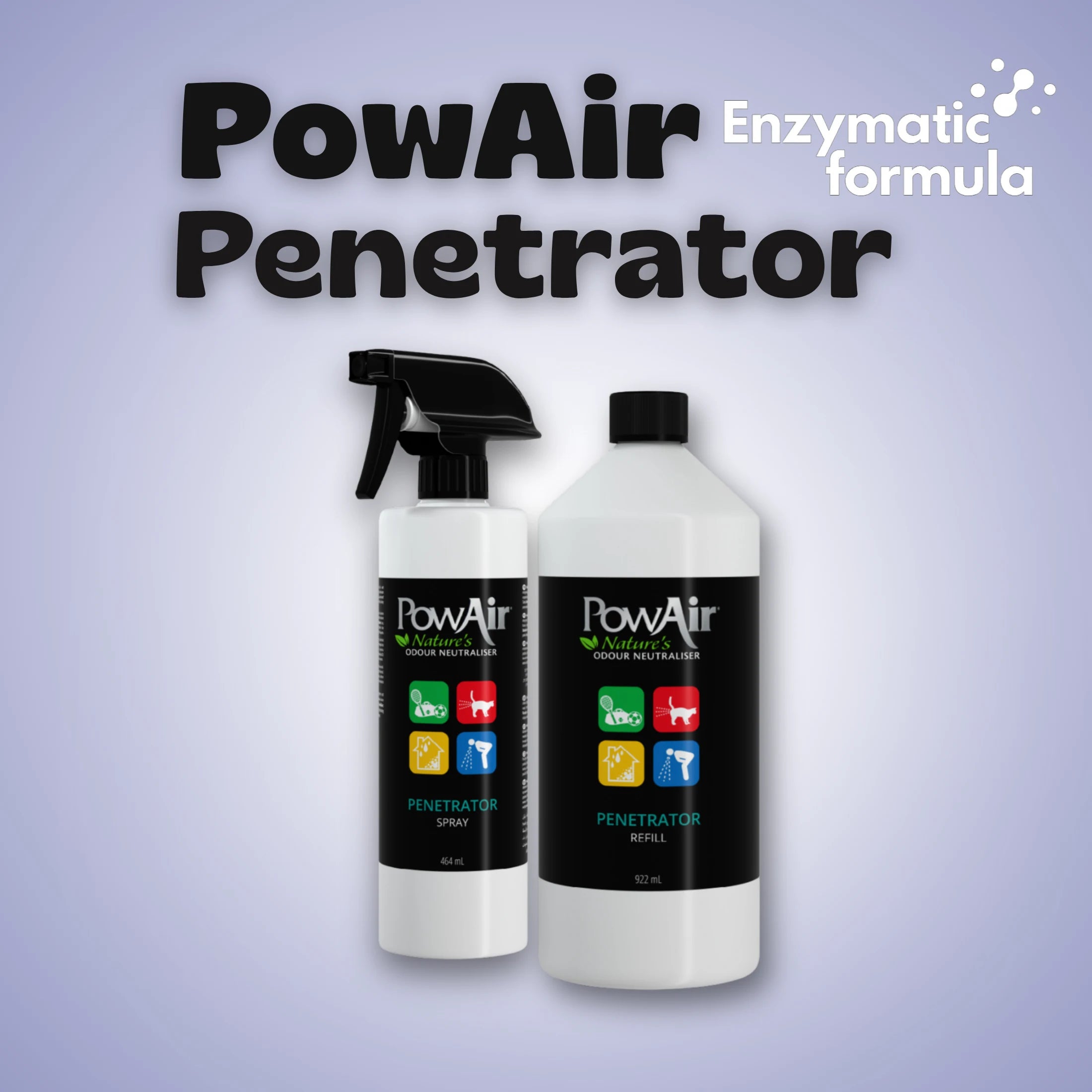 zwei Flaschen PowAir Penetrator mit enzymatischer Formel.