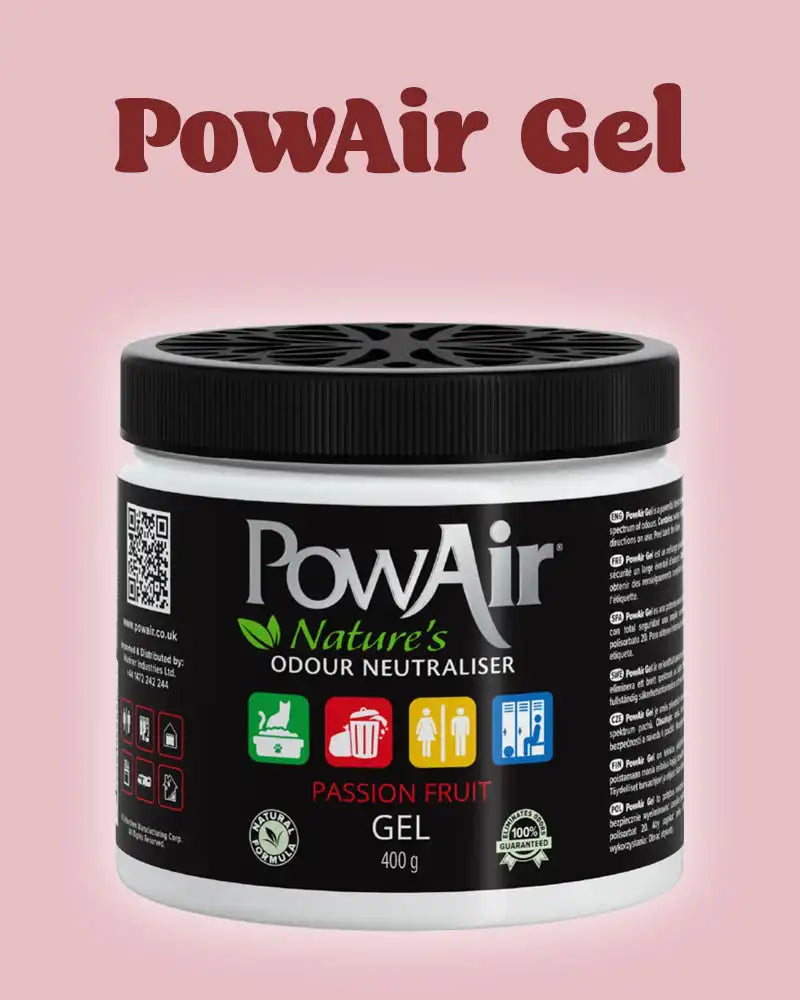 Dose mit PowAir Gel; zur Produktübersicht unserer Geruchsneutralisierer in Gel-Form