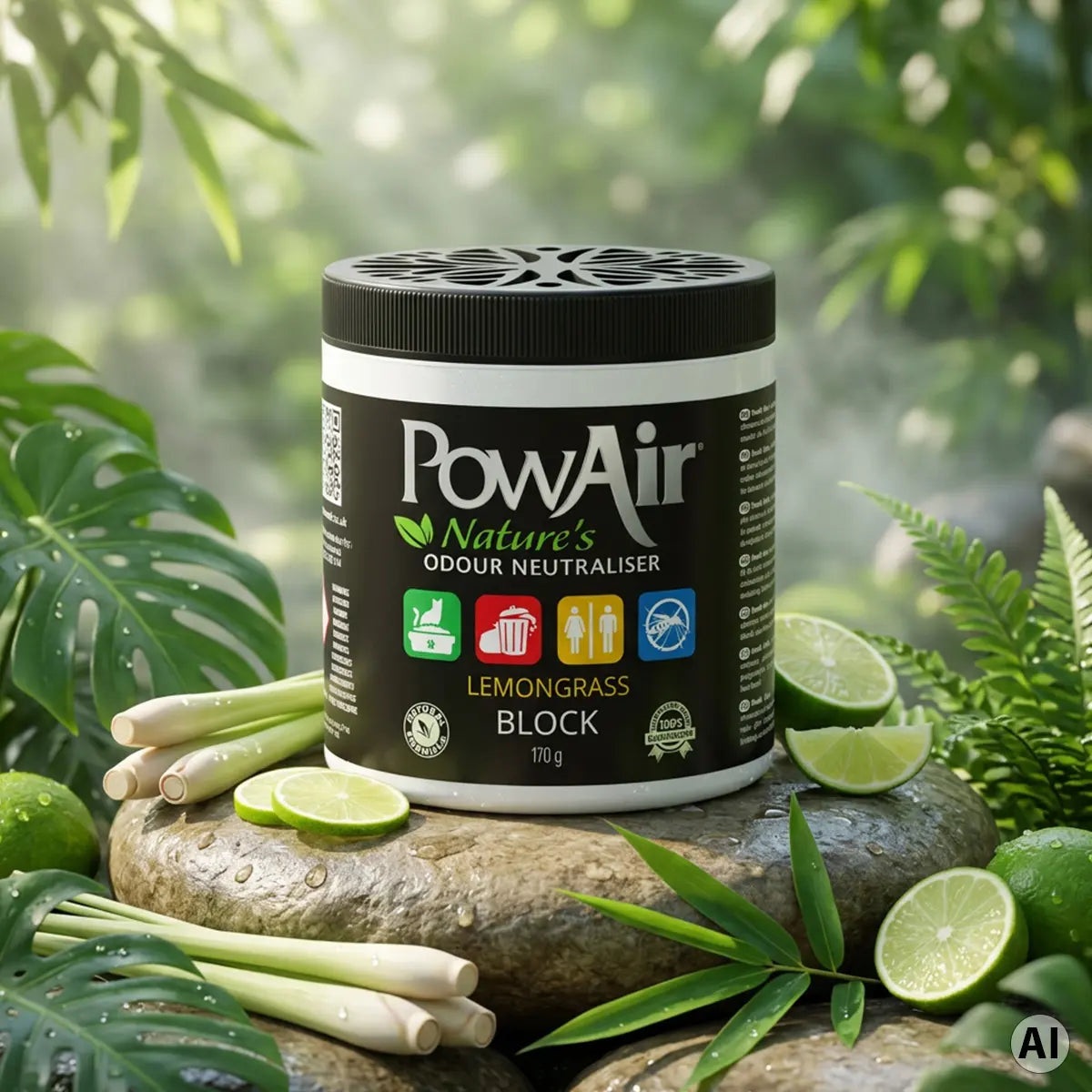 PowAir Block Lemongrass – Geruchsblock für kleine Räume 170 g