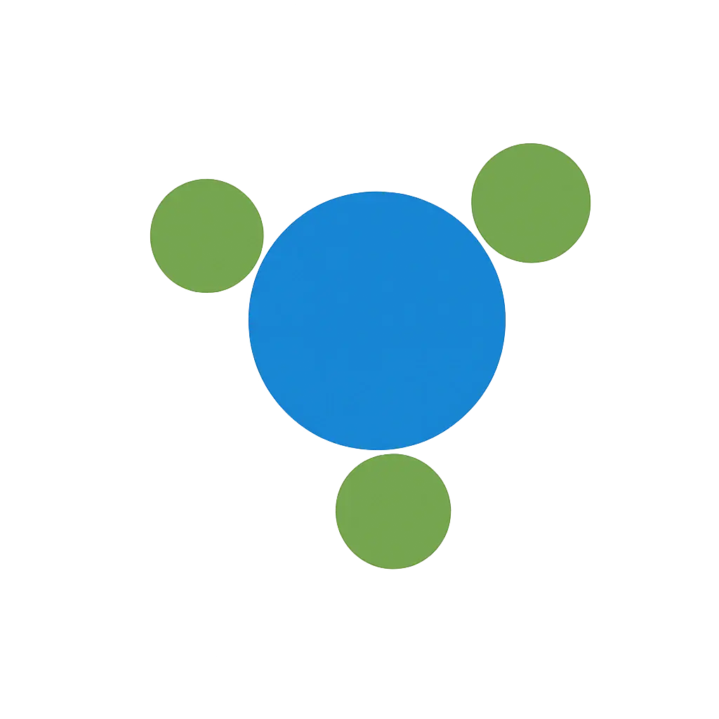 Grafik zur Adsorption: Grüne Geruchsmoleküle binden sich an ein blaues PowAir-Molekül